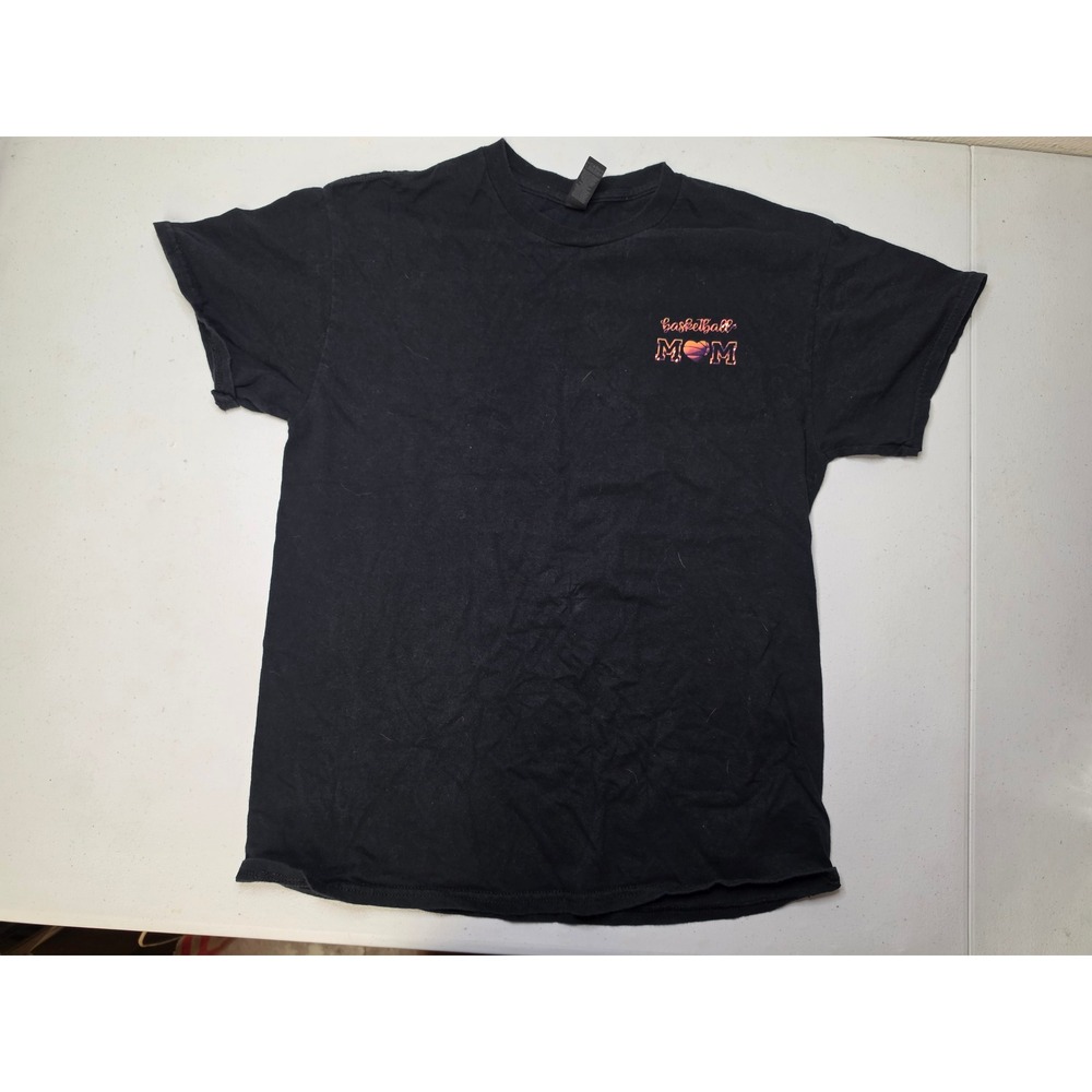 Gildan Heavy Cotton Basketball Mom Graphic Tee Black Short Sleeve Shirt Medium